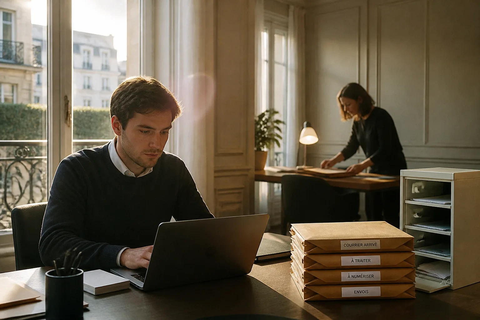 Scène de domiciliation d'entreprise à Neuilly-sur-Seine