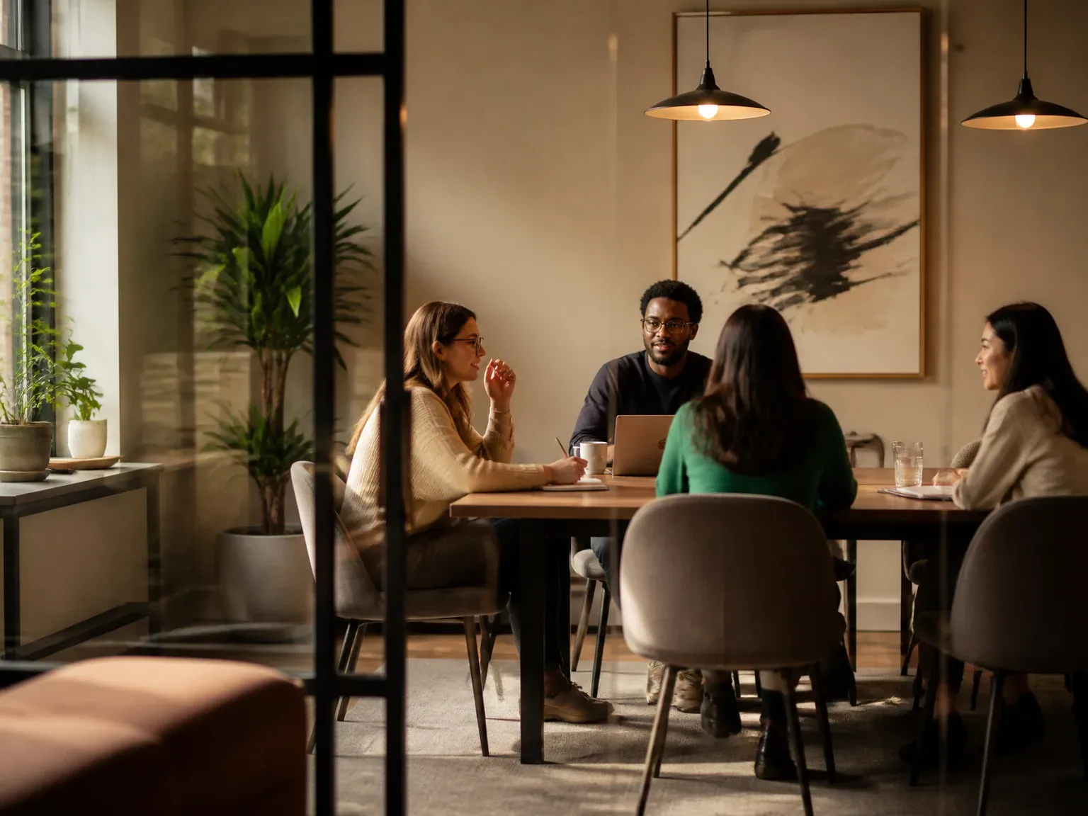 Ambiance d’une salle de réunion lumineuse et agréable
