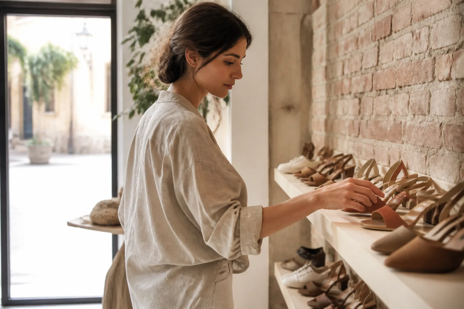 Chaussures femme en exposition dans une boutique française
