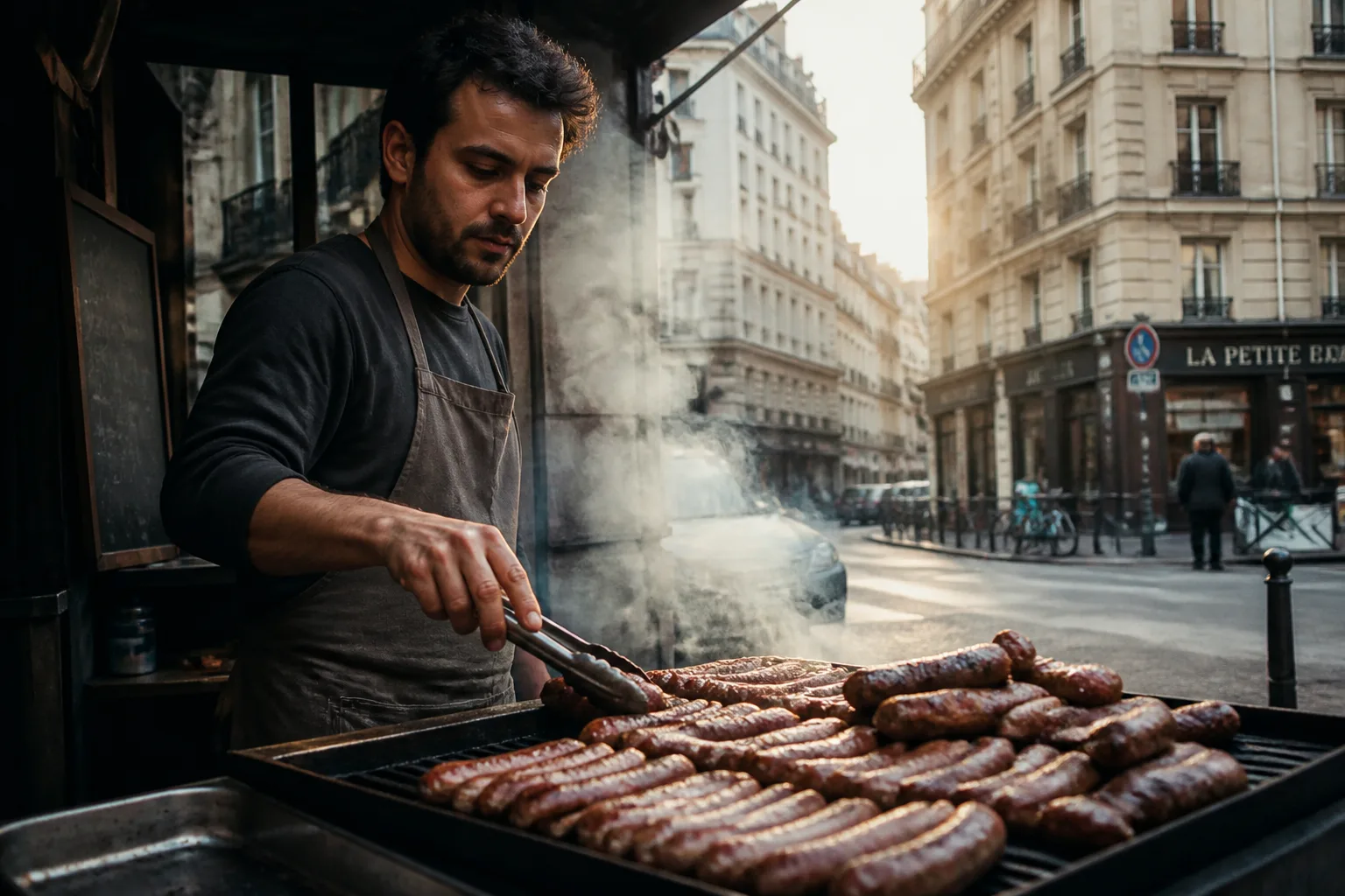 Saucisses grillées à Paris