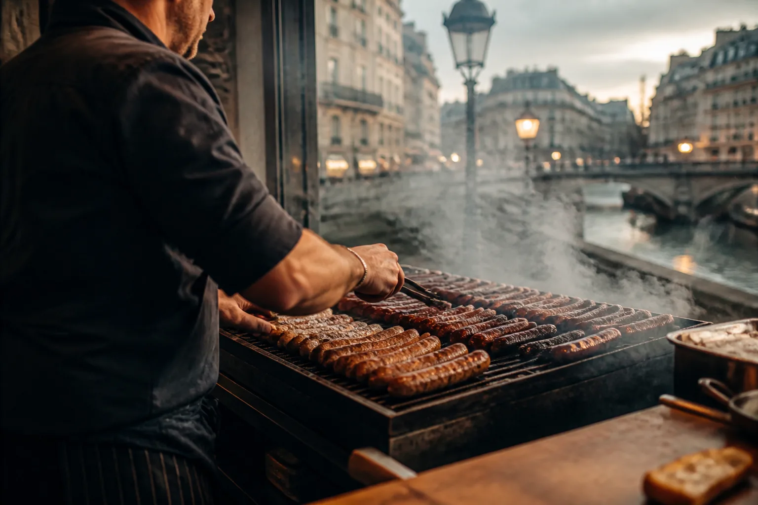 Saucisses grillées dans un stand artisanal