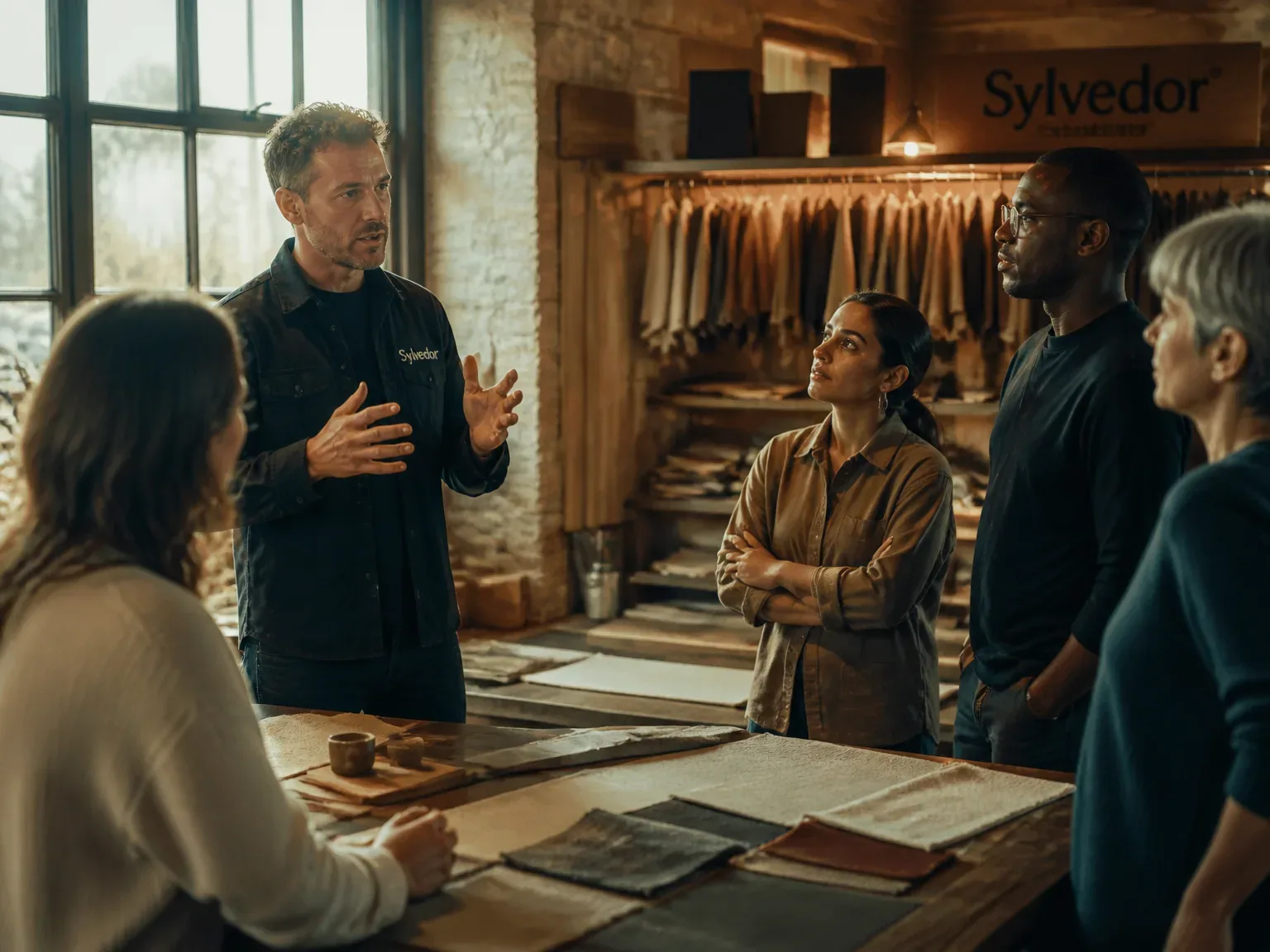 Groupe en atelier pédagogique Sylvedor à Caen, guide montrant une technique