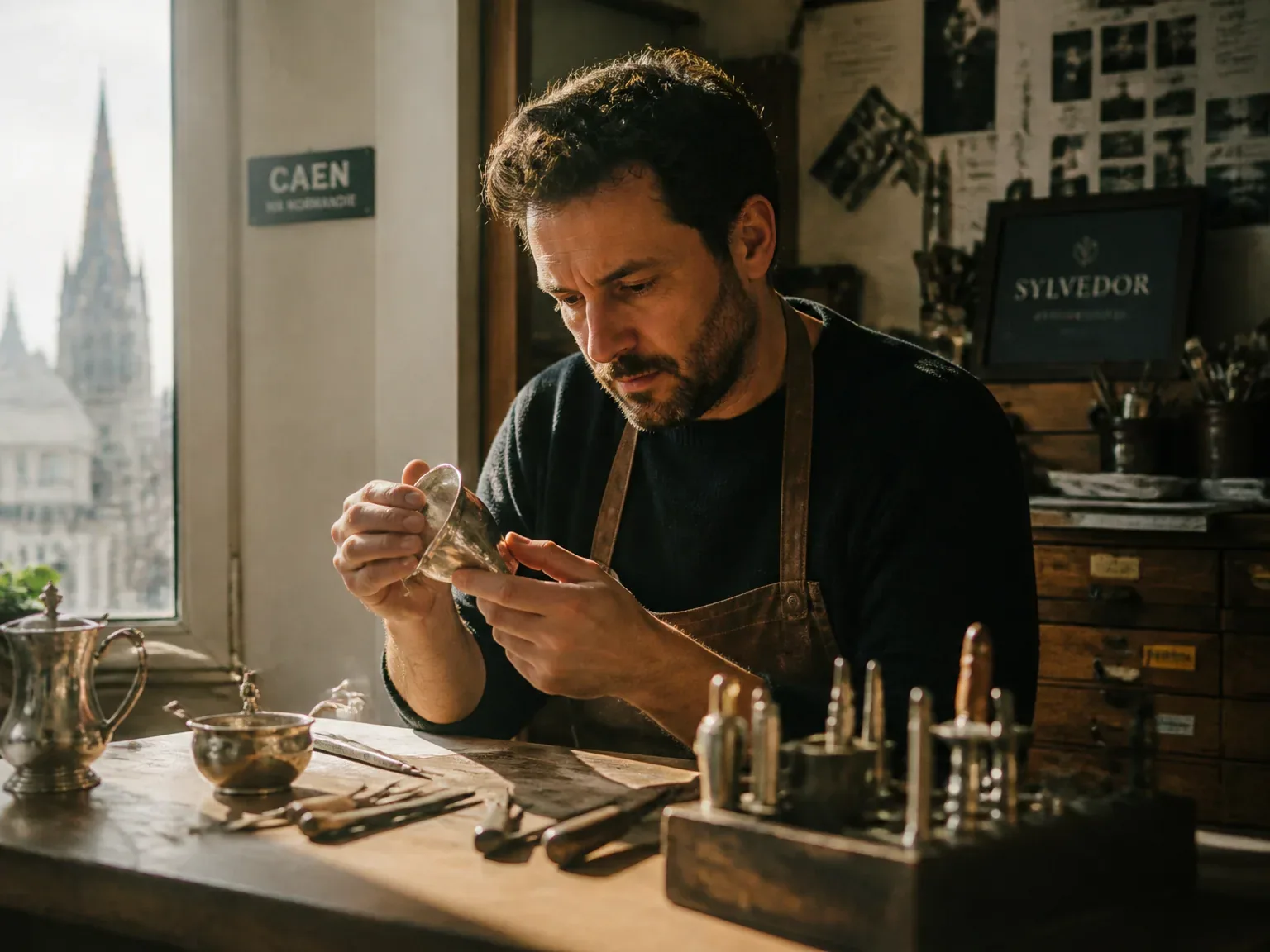 Atelier artisanal à Caen, création sur-mesure Sylvedor, artisan en action