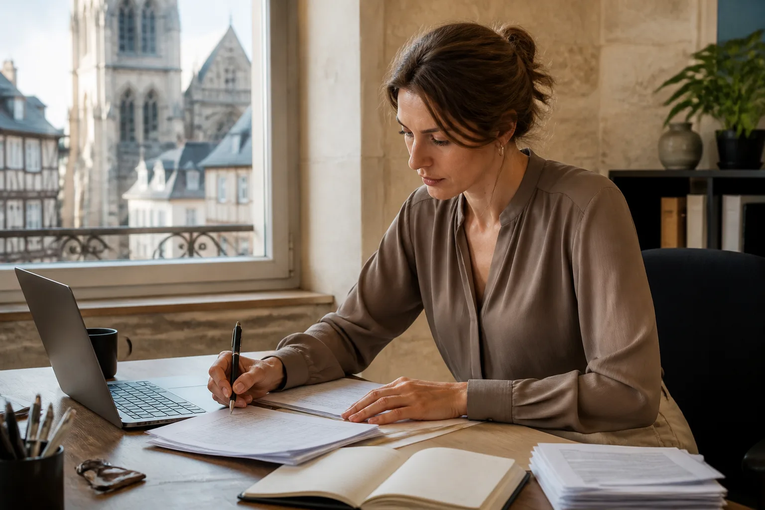 Comptable féminine au bureau à Rouen