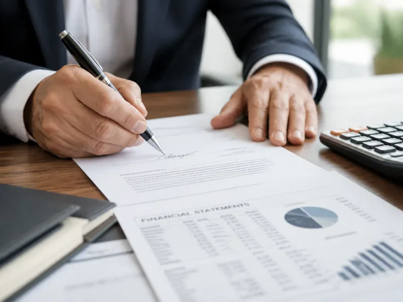 Main qui signe un document financier, symbole de précision et de confiance.