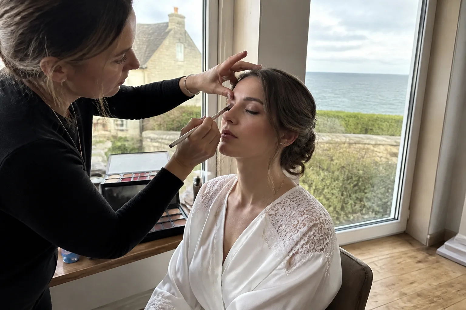 Maquillage de mariée en prise vue instantanée