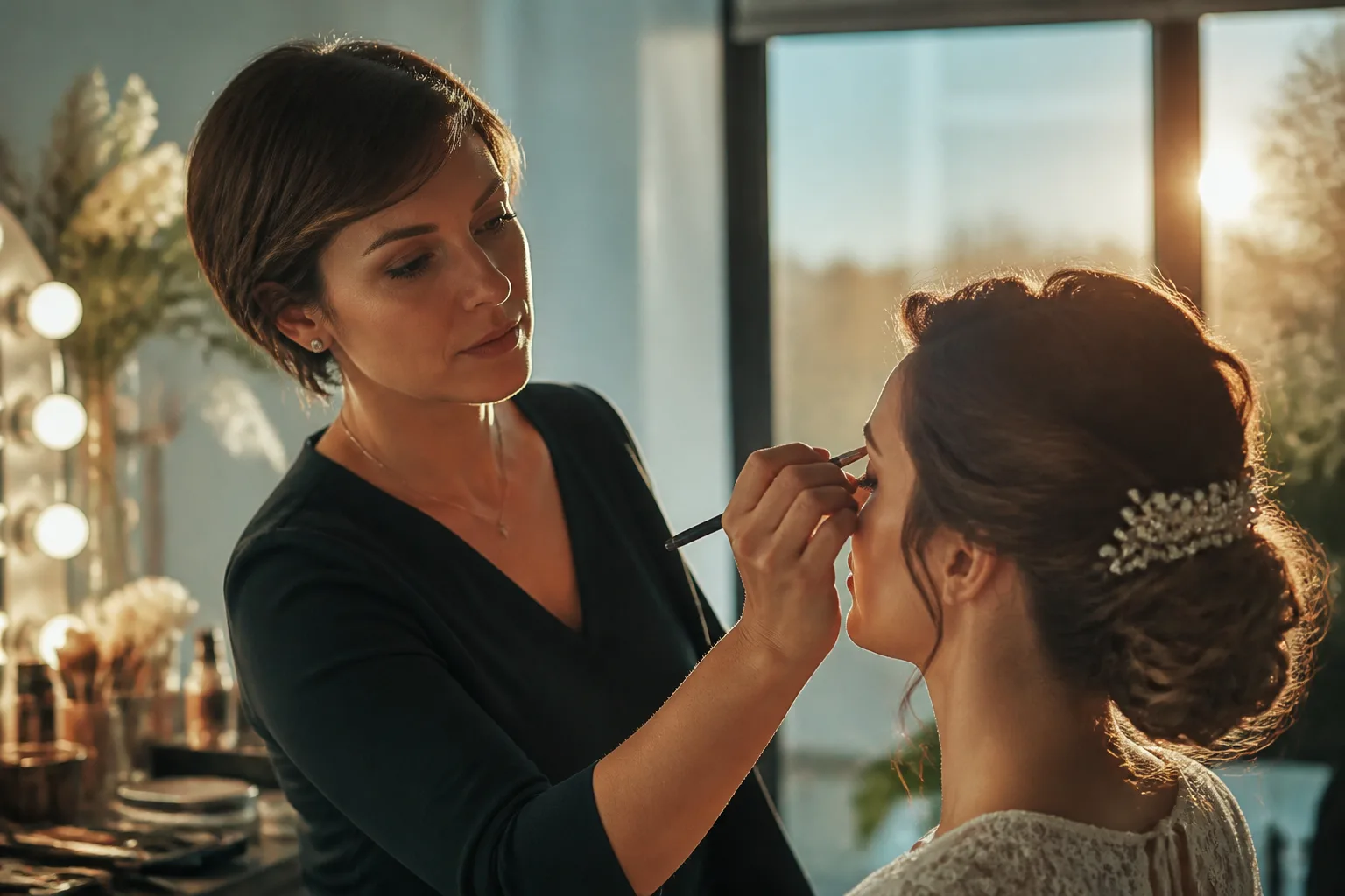 Maquillage de mariée en studio à Fleury-sur-Orne