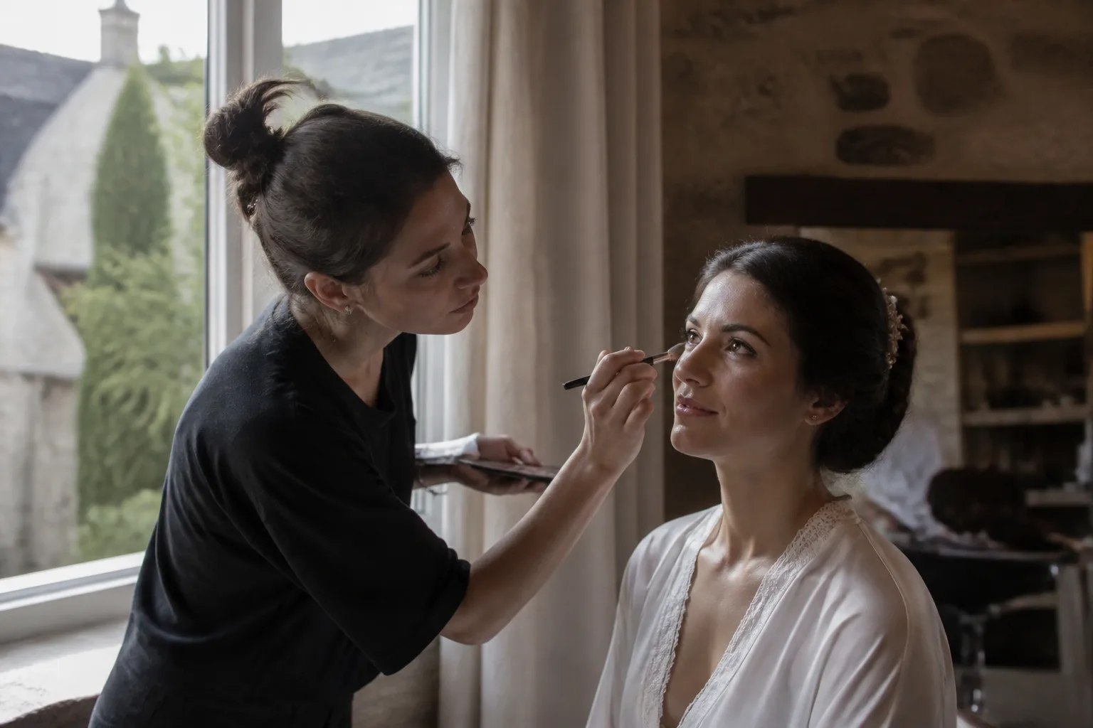 Maquillage mariée en préparation