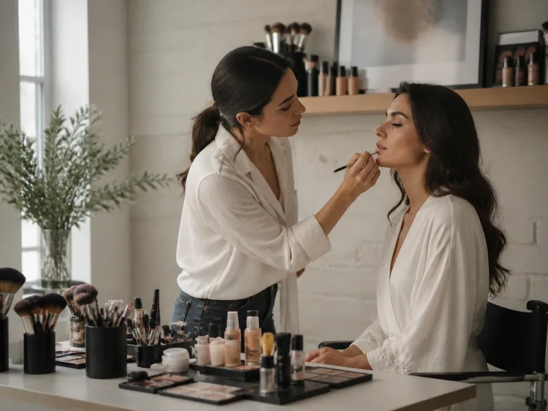 Ambiance atelier maquillage, lumière naturelle et cadre soigné
