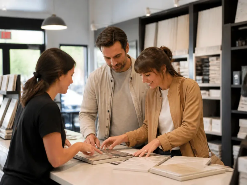 Couple en rendez-vous conseils dans la boutique