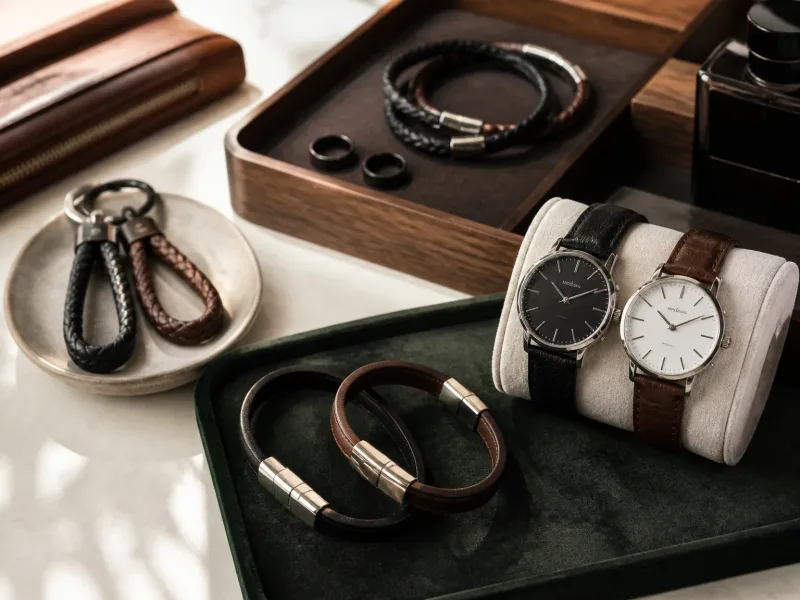 Gros plan sur une vitrine d’accessoires pour couple