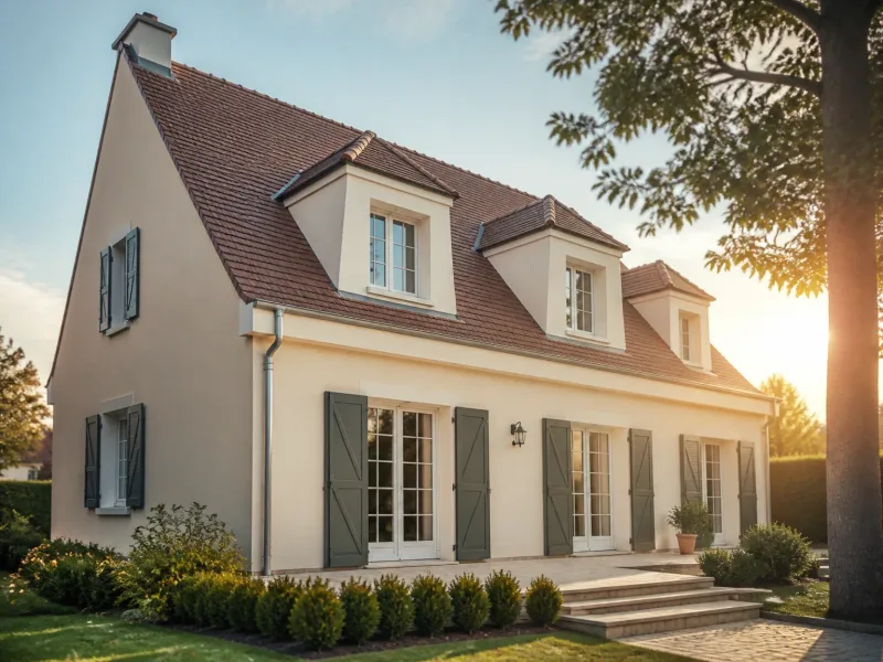 Façade de maison après traitement avec toit net et lumineux