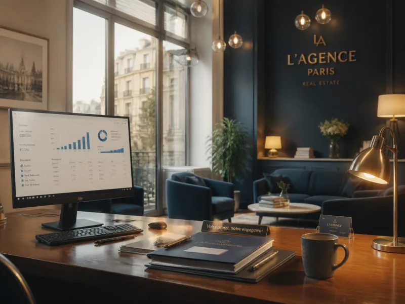 Ambiance bureau immobilier Parisien, espace accueillant et professionnel