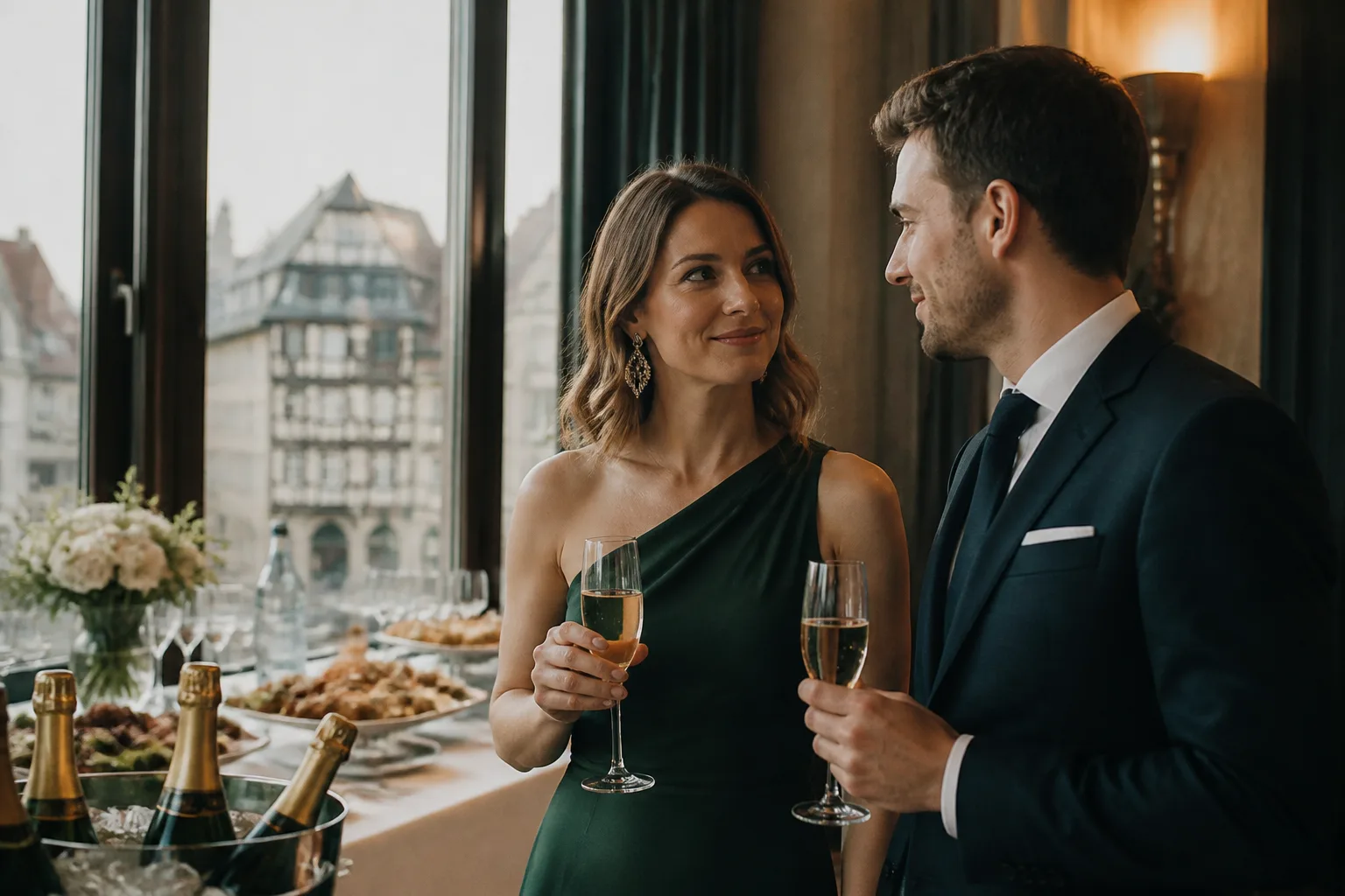 Réception mariage à Strasbourg, ambiance moderne cinématographique