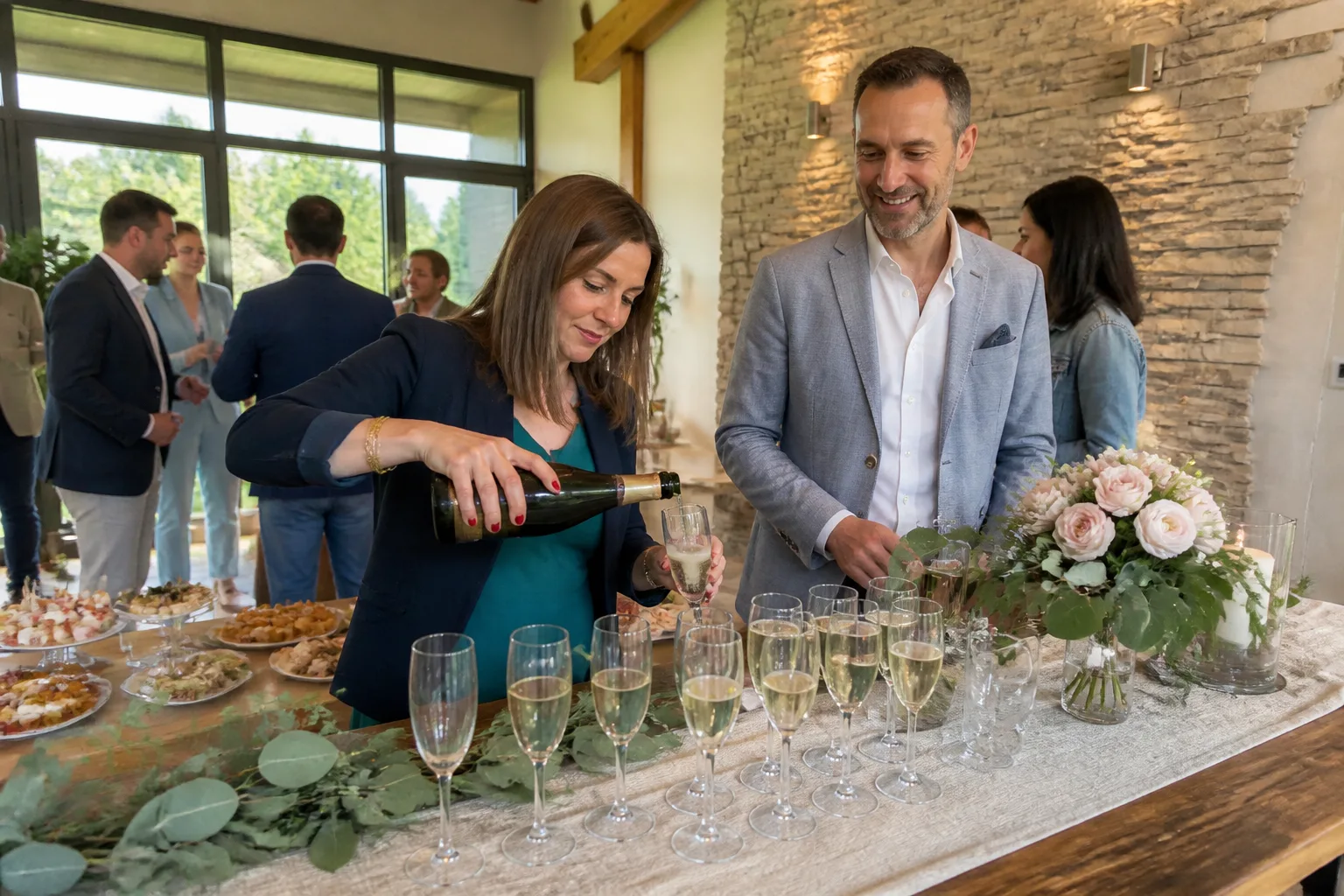 Réception mariage près de Strasbourg, tables et invités