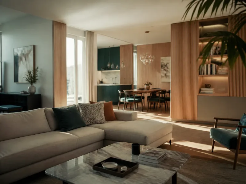 Intérieur rénové, matériaux haut de gamme et lumière naturelle