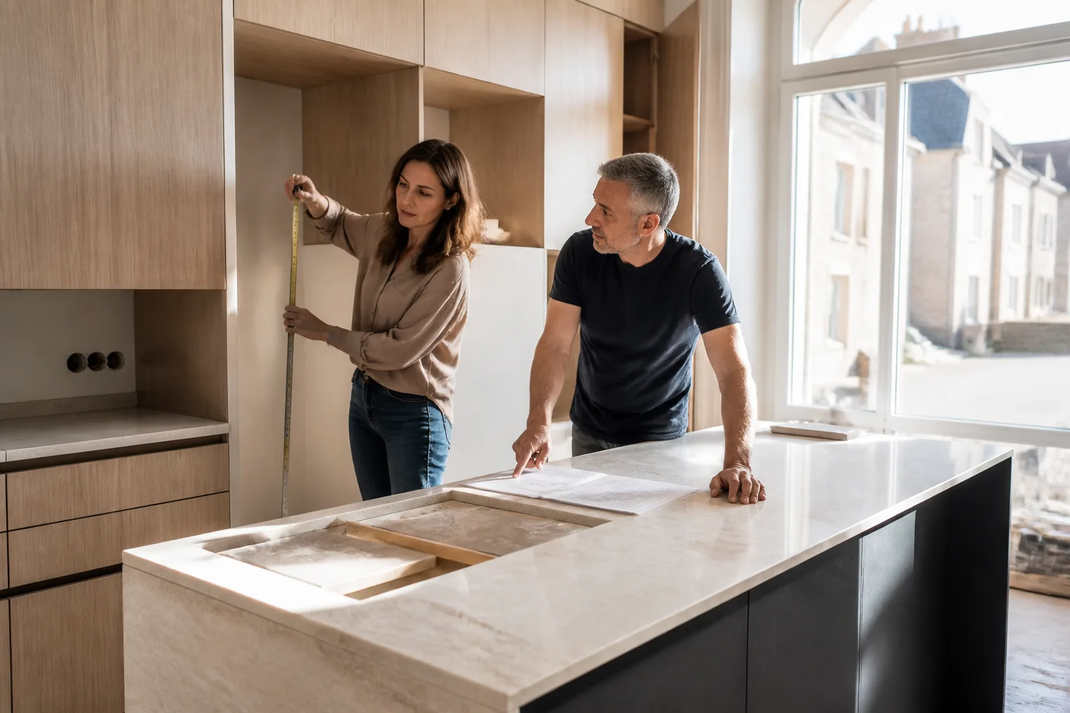 Scène de rénovation de cuisine contemporaine à Barise